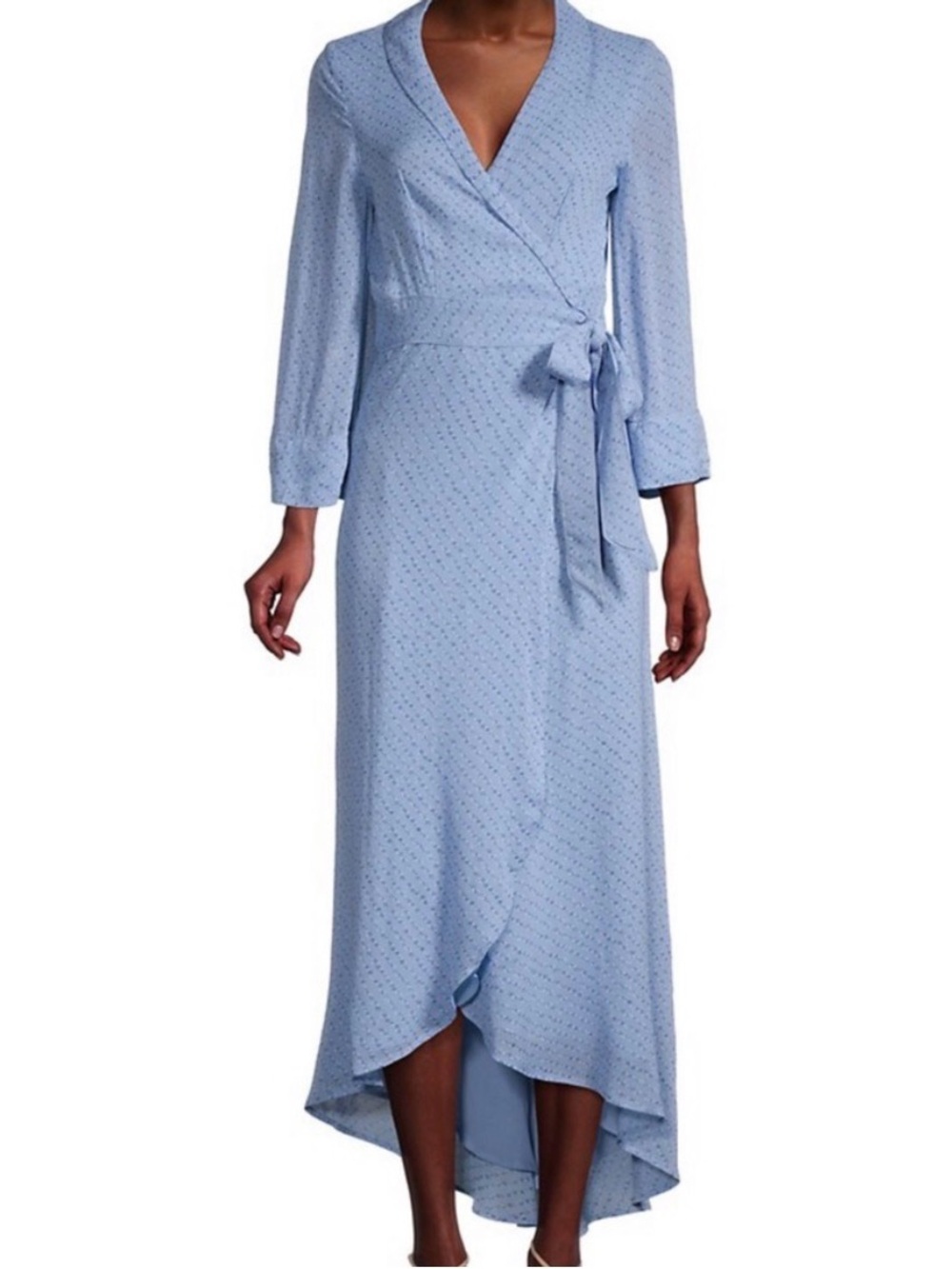 Ganni Blue Floral Wrap Dress